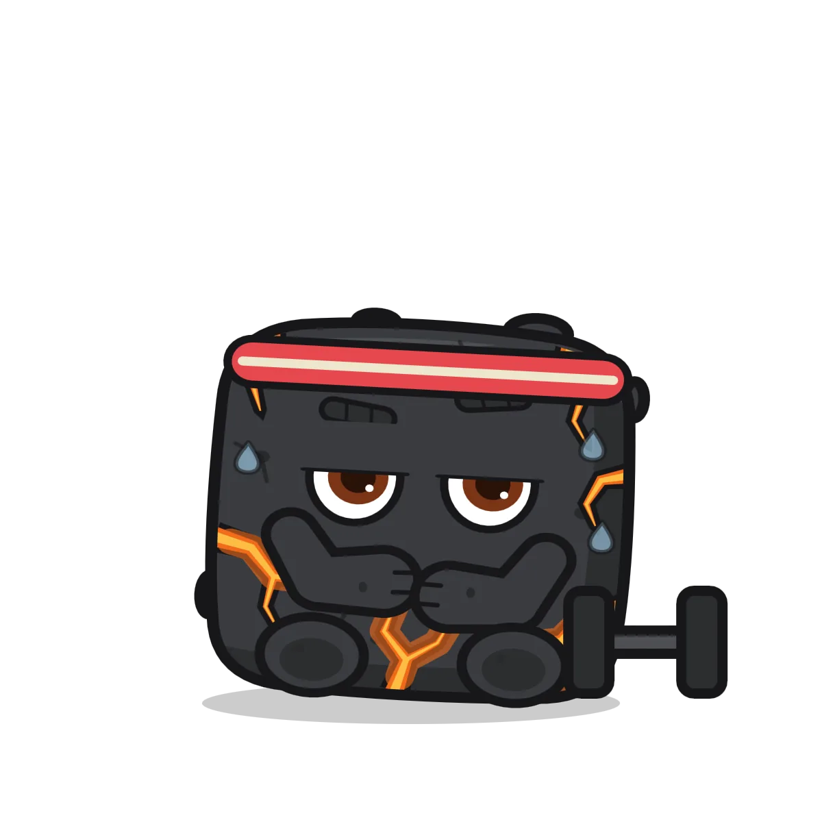 The rock, sitting with a brow up, with a sweatband, a dumbbell beside him.